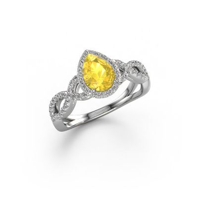 Bague de fiançailles Dionne pear 950 platine saphir jaune 7x5 mm