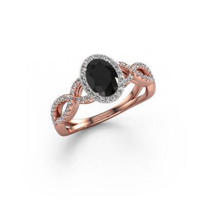 Bague de fiançailles Dionne ovl 585 or rose diamant noir 1.38 crt