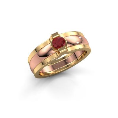 Ring Jade 585 rosé goud robijn 4 mm