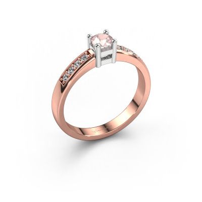 Engagement ring Eline 2 585 rose gold morganite champagne 3.7 mm