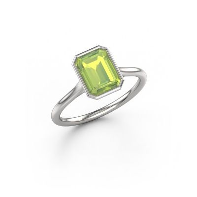 Engagement ring Lavon EME 950 platinum peridot 8x6 mm