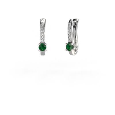 Boucles d'oreilles Valorie 585 or blanc emeraude 4 mm
