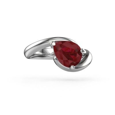 Engagement ring Aida PER 585 white gold ruby 9x7 mm