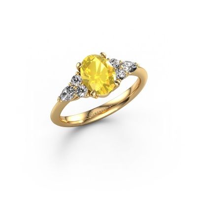 Engagement ring Melani OVL 585 gold yellow sapphire 8x6 mm