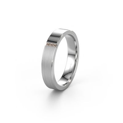 Trouwring WH1103L14AMP 585 witgoud bruine diamant ±4x1.7 mm