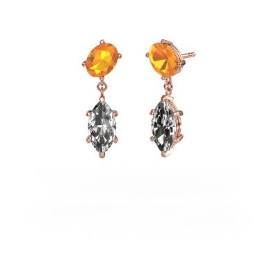 Drop earrings Toi et Moi OVL-MRQ 585 rose gold citrin 8x6 mm
