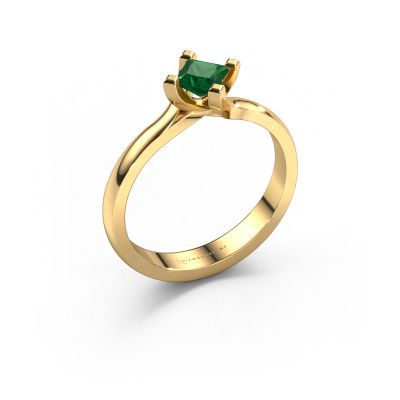 Engagement ring Dewi Square 585 gold emerald 4 mm
