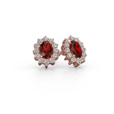 Boucles d'oreilles Margien 585 or rose grenat 6x4 mm