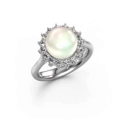 Ring Akiko 950 platina witte parel 8 mm