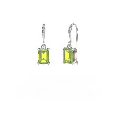Pendants d'oreilles Laurie EME 2 950 platine péridot 7x5 mm