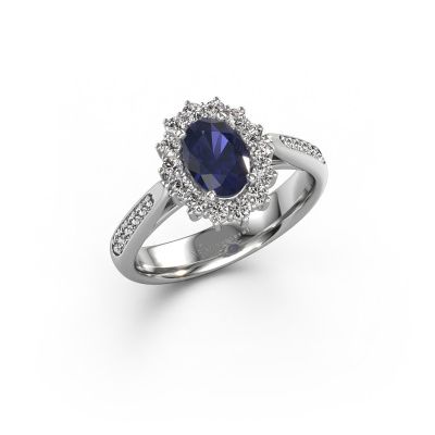 Engagement ring Margien 2 585 white gold sapphire 7x5 mm