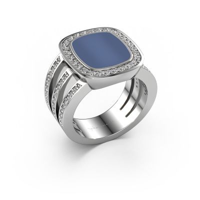 Signet ring Tijn 950 platinum blue sardonyx 13x11 mm