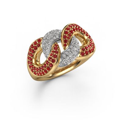 Ring Kylie 3 11mm 585 goud robijn 0.8 mm