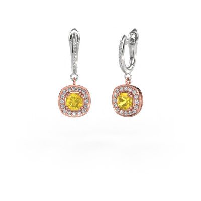 Pendants d'oreilles Marlotte 2 585 or rose saphir jaune 5 mm