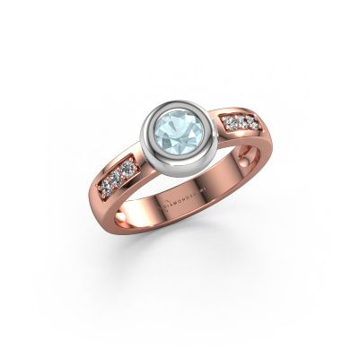 Ring Charlotte Round 585 rosé goud aquamarijn 4.7 mm