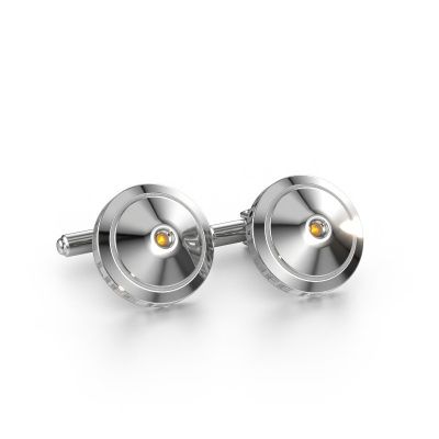 Cufflinks Demian 585 white gold citrin 2.2 mm