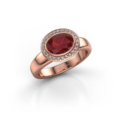 Ring Salena 585 rosé goud robijn 8x6 mm