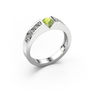 Engagement ring Lizzy 2 950 platinum peridot 4.2 mm