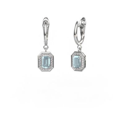 Pendants d'oreilles Dodie 1 585 or blanc aigue-marine 6x4 mm