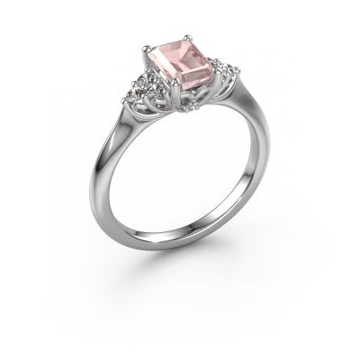 Engagement ring Felipa EME 585 white gold morganite champagne 7x5 mm