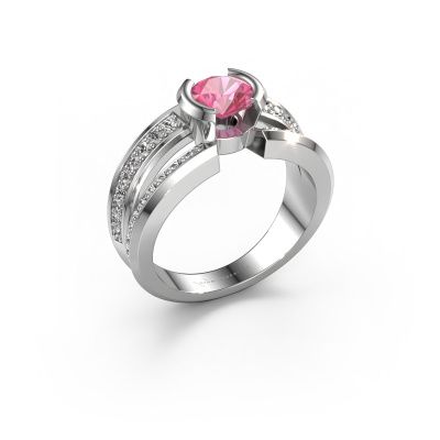 Men's ring Rowan 585 white gold pink sapphire 6.5 mm