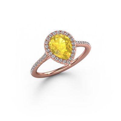 Bague de fiançailles Seline per 2 585 or rose saphir jaune 8x6 mm