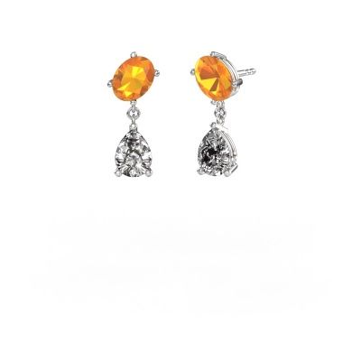 Ohrringe Toi et Moi OVL-PER 950 Platin Citrin 8x6 mm