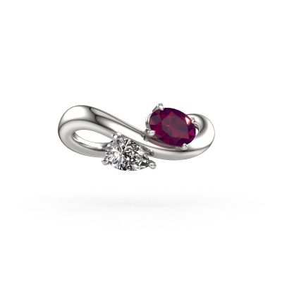 Engagement ring Chloe OVL-PER 585 white gold rhodolite 6.5x4.5 mm