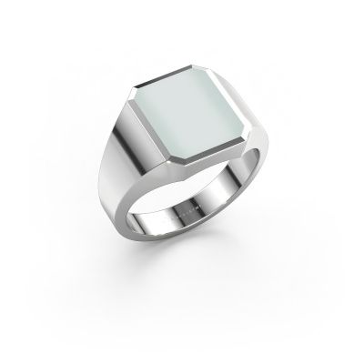 Signet ring Lars 2 585 white gold green sardonyx 12x10 mm