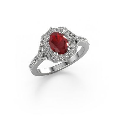 Engagement ring Loni 950 platinum ruby 7,5x5,5 mm