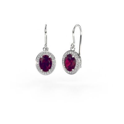 Drop earrings Latesha 950 platinum rhodolite 7x5 mm