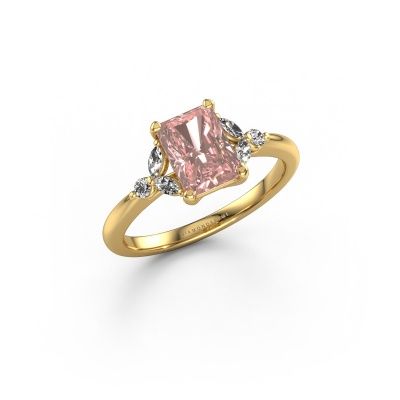Engagement ring Megan RAD 585 gold pink lab grown diamond 7.5x5.5 mm