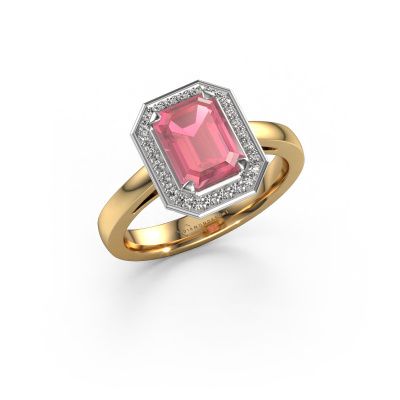 Engagement ring Dodie 1 eme 585 gold tourmaline pink 8x6 mm