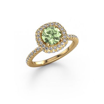 Engagement ring Talitha RND 585 gold green lab grown diamond 6.5 mm