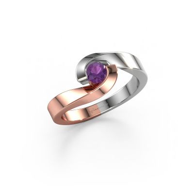 Ring Sheryl 585 rosé goud amethist 4 mm