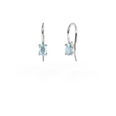 Pendants d'oreilles Cleo OVL 585 or blanc aigue-marine 7x5 mm