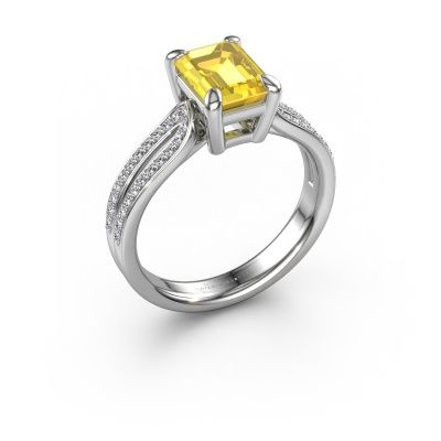 Bague de fiançailles Antonia eme 2 950 platine saphir jaune 8x6 mm