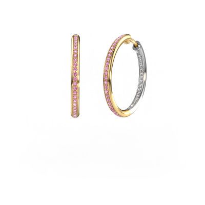 Hoop earrings Sina 20mm 585 gold pink sapphire 1.1 mm