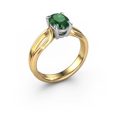 Engagement ring Antonia ovl 1 585 gold emerald 8x6 mm