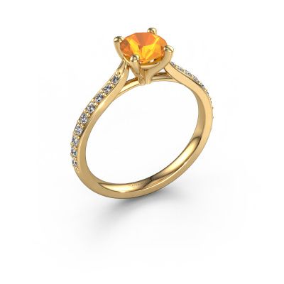 Bague de fiançailles Mignon rnd 2 585 or jaune citrine 6 mm