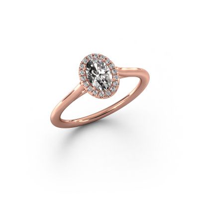 Engagement ring Seline ovl 1 585 rose gold zirconia 6x4 mm