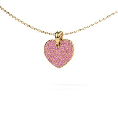 Pendant Heart 5 585 gold pink sapphire 0.8 mm