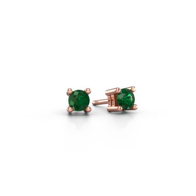 Clous d'oreilles Eline 585 or rose emeraude 5 mm