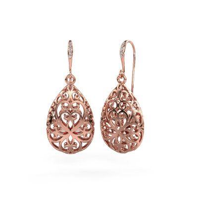 Drop earrings Idalia 1 585 rose gold diamond 0.033 crt
