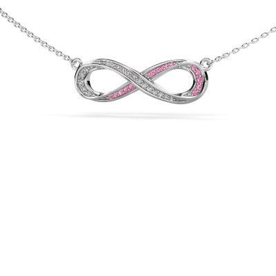 Necklace Infinity 2 585 white gold pink sapphire 0.8 mm
