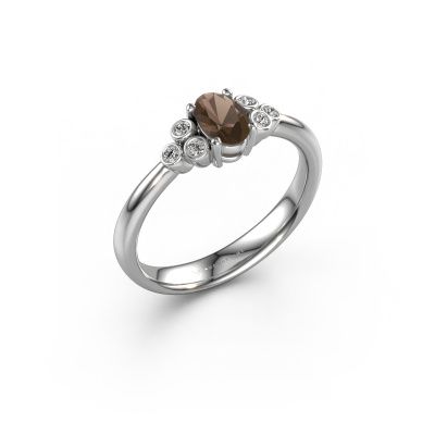 Engagement ring Lucy 1 950 platinum smokey quartz 6x4 mm
