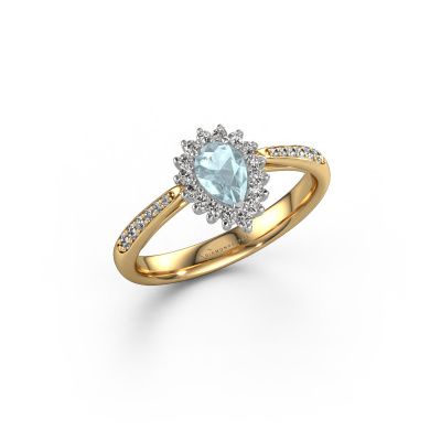 Engagement ring Tilly per 2 585 gold aquamarine 6x4 mm