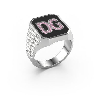 Rolex style ring Stephan 3 950 platinum pink sapphire 1 mm