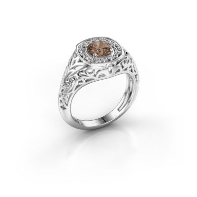 Heren ring Quinten 950 platina bruine diamant 0.86 crt