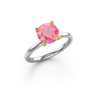 Verlovingsring Crystal RND 1 585 witgoud roze saffier 8 mm